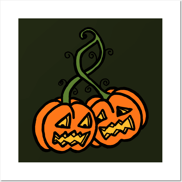 Halloween Pumpkin Cherries Wall Art by ElviraDraat